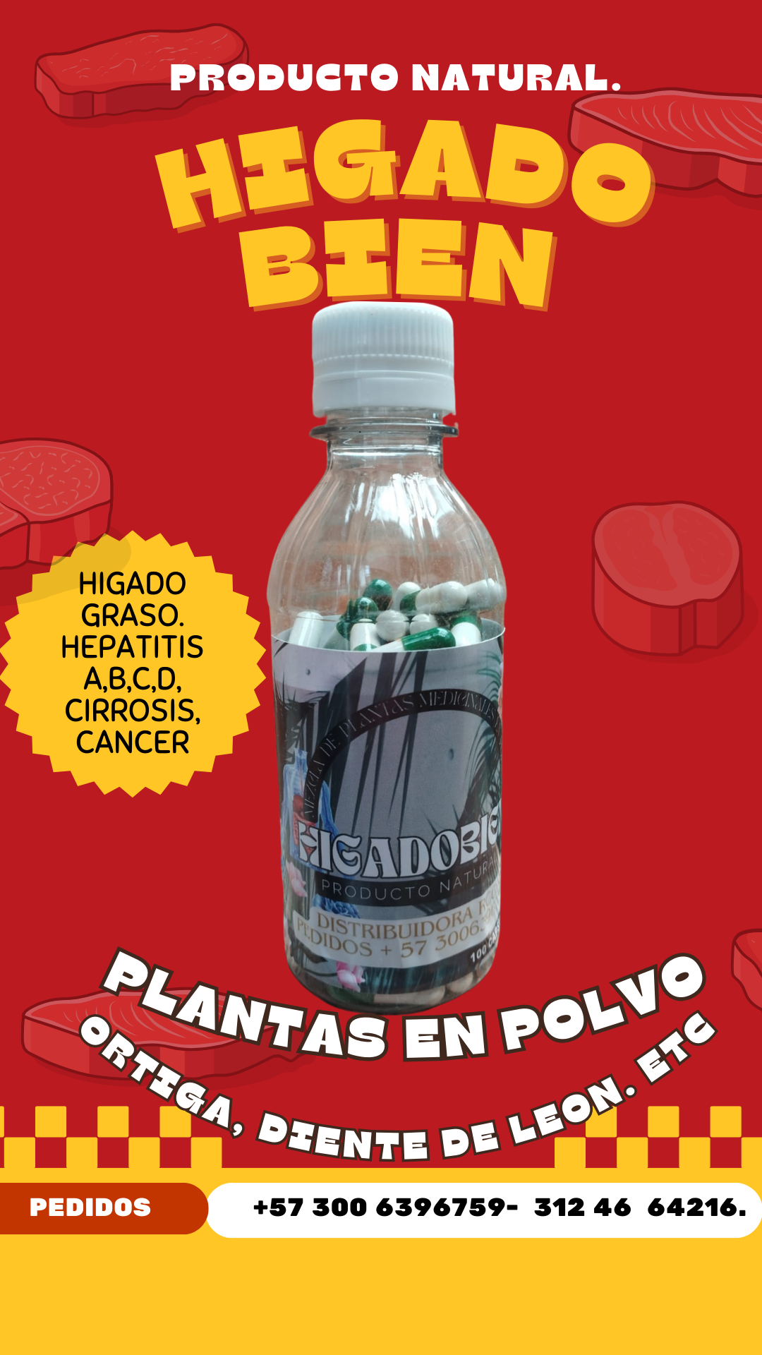 Capsulas de plantas en polvo naturales sin preservantes